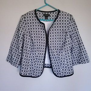 Lane Bryant black & white eyelet cropped blazer 14